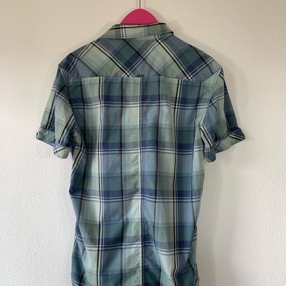 7Diamonds Short Sleeve Blue and Green Button Up S - Picture 4 of 4